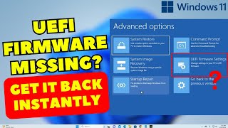 How to Fix UEFI Firmware Settings Missing on Windows 11 StepbyStep Guide [upl. by Thor]