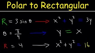 Polar Equations to Rectangular Equations Precalculus Examples and Practice Problems [upl. by Leblanc]