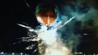 Shocking Moment Hot Air Balloon Catches Fire At Myanmar Festival [upl. by Elenore]