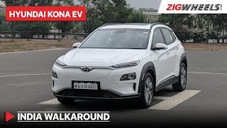 Hyundai Kona Electric Walkaround  Price Variants Features amp More  Zigwheelscom [upl. by Sherburn]