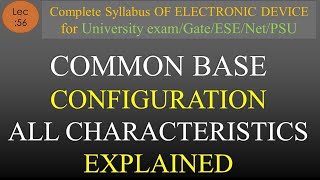 Lec56 Characteristics of Common Base Configuration BJT  EDC  R K Classes  Hindi [upl. by Ecnarwal]