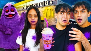 Our Little Sister Drank MCDONALD’S GRIMACE SHAKE Bad Idea [upl. by Ahsatak]