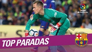 TOP Paradas FC Barcelona LaLiga Santander 20172018 [upl. by Aeli]