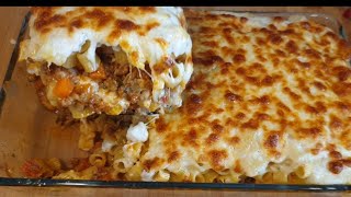 How To Make Baked Pasta With Ground Beef And Bechamel Sauce [upl. by Jemy]