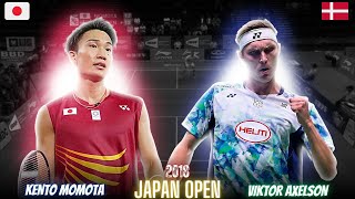 Viktor AxelsenDEN vs Kento MomotaJPN Badminton Match Highlights  Revisit Japan Open 2018 [upl. by Rezal21]