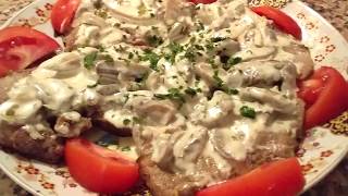 beef steak avec sauce champignon البيفطيك بصلصة الفطرشرائح لحم البقر [upl. by Ithaman]