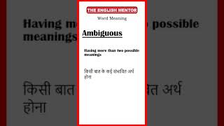 Ambiguous Meaning  Word Meaning  The English Mentor [upl. by Mialliw]