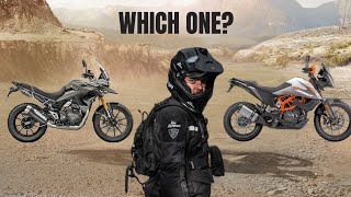 TRIUMPH TIGER 400 VS KTM 390 ADVENTURE  Lightweight Off Road Bike Comparison [upl. by Wendy]