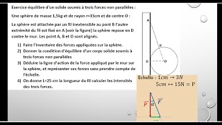 Exercice équilibre d’un solide soumis à trois forces non parallèles pour tronc commun [upl. by Miquela]