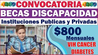 Convocatoria BECAS DE 800 Estudiantes con DISCAPACIDAD o Enfermedad CrónicoDegenarativa [upl. by Guillaume440]