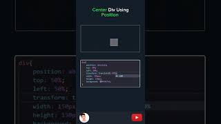 How To Center Div Using Position  html css center shorts youtube  CoderMaster05 [upl. by Sirois220]