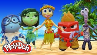 Play Doh INSIDE OUT Joy Sadness Anger Disgust and Fear in Hawaiian Inspired Costumes [upl. by Egdirdle]