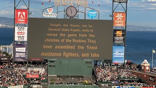 Giants vs Rockies Starting Lineups on Star Wars Day Oracle Park 9923 [upl. by Selegna]