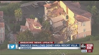 Sinkhole swallows a villa at the Summer Bay Resort in Clermont Fla [upl. by Marnie380]