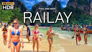 🇹🇭 4K HDR  Walking Railay Beach in Krabi Thailand 2024  BEST Place in the World [upl. by Eyssej]