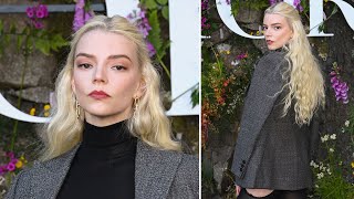 Anya Taylor Joy Shows Out In Leggy Black Tights And A Blazer For The Dior Fashion Show [upl. by Anela]