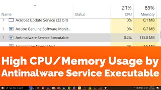 High CPU or Memory Usage by Antimalware Service Executable in Windows 10 amp 11 Two Solutions [upl. by Oidgime]