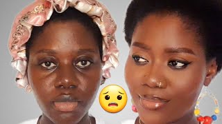 MAKEUP TRANSFORMATION  DARK SKIN ft Afro  4c hair makeup [upl. by Eelyahs234]