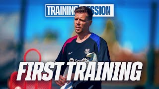 WOJCIECH SZCZESNYs FIRST TRAINING for FC BARCELONA 🔵🔴 [upl. by Barthold726]