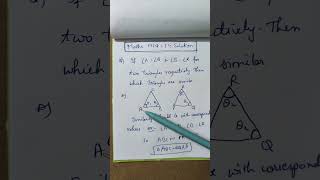 🧮📐Maths MCQ 154 solution 🧮📐Triangles AA similarity powertutorials maths shorts [upl. by Snebur]