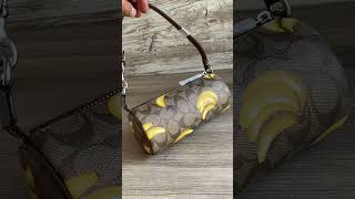 Обзор CR368 Сумка женская Coach Nolita Barrel Bag In Signature Canvas With Banana Print Распаковка [upl. by Donovan392]