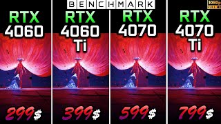 RTX 4060 vs RTX 4060 Ti vs RTX 4070 vs RTX 4070 Ti  Test in 10 Games  1080p  Benchmark [upl. by Lerret]