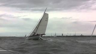 Trimaran Dragonfly 32 overtaking a fast 50 monohull [upl. by Crabb126]