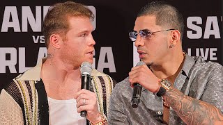 Canelo Alvarez vs Edgar Berlanga HEATED LA Press Conference amp Face Off Video [upl. by Kilan]