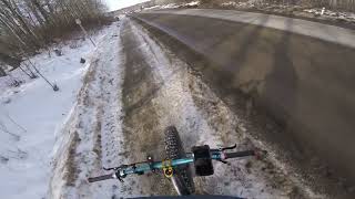 Edmonton trails  Terwillegar park fatbike drop and jump plus trail ride [upl. by Akemit]