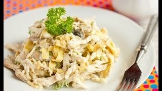 Салат с яичными блинами курицей и грибами [upl. by Jevon]