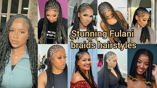 Stunning Fulani braids hairstyles 2024  Fulani hairstyles with curls  Fulani cornrows ponytail [upl. by Ruthanne340]