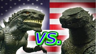 Godzilla 1998 VS Godzilla 2014Stop motion toy battle [upl. by Scotti]