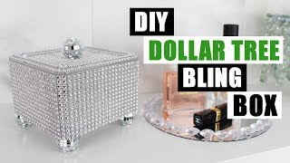 DIY DOLLAR TREE BLING STORAGE BOX DIY Glam Home Decor [upl. by Veleda308]