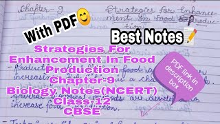 Biology Chapter9 Strategies For Enhancement In Food Production Class12 Best Handwritten NotesPDF [upl. by Labotsirhc]