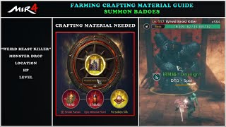 MIR4  FARMING MATERIAL GUIDE WEIRD BEAST KILLER SUMMON BADGE SABAY NA DIN FARM NG NOIRSOUL  F2P [upl. by Ahtenek349]