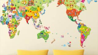 Kids World Map Sticker For Kids Room [upl. by Grace]