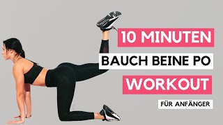 10 MIN Bauch Beine Po Workout für Anfänger  Ohne Springen für Zuhause [upl. by Fitzger]