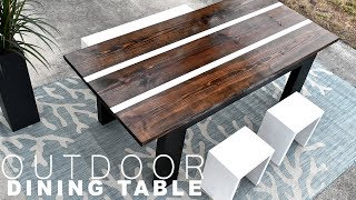 DIY OUTDOOR DINING TABLE  with aluminum inlay [upl. by Spearman]