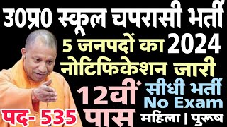 UP स्कूल चपरासी संविदा भर्ती 2024  UP School Peon Vacancy 2024  UP Chaprasi Bharti  12th Pass Job [upl. by Malti]