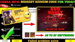 FREE FIRE REDEEM CODE TODAY 22 SEPTEMBER REDEEM CODE FREE FIRE  FF REDEEM CODE TODAY 22 SEPTEMBER [upl. by Scopp718]