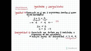 Igualdades y desigualdades Cálculo Diferencial y Álgebra [upl. by Buna]