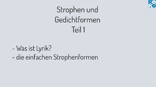 Lyrikanalyse Basics 3 die einfachen Strophenformen  Form und Funktion [upl. by Fonz]