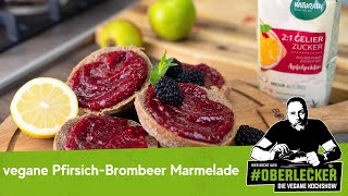 Traumhaft leckere Pfirsich Brombeer Marmelade mit Minze amp Ingwer Vegan und Oberlecker [upl. by Sidoma]