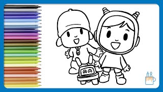 Vamos desenhar e colorir o Pocoyo a Nina e o alien Roberto [upl. by Bart]