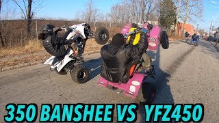 MANNYS FIRST WHEELIE BATTLE  350BANSHEE VS YFZ450  BRAAP VLOGS [upl. by Renee]