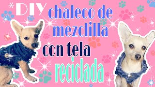 Cómo hacer ropa para mascota DIY chaleco de mezclilla super faciltela reciclada  ropa para perro [upl. by Romeon]