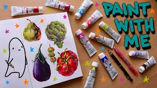 PAINT SOME VEGGIES WITH ME  I talk the entire time and paint with gouache [upl. by Stallworth]