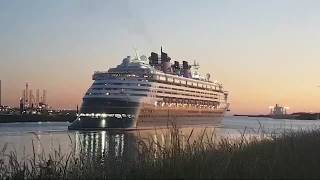 Disney Magic leaving the locks of Ijmuiden Amsterdam Was live on 25 May 2017 1030PM [upl. by Rafat]