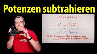 Potenzen subtrahieren  ganz einfach erklärt  Lehrerschmidt [upl. by Snevets]