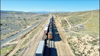 4K Drone view of trains on the Cajon Pass [upl. by Felic]